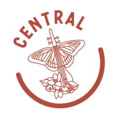 Central badge with instrument and butterfly